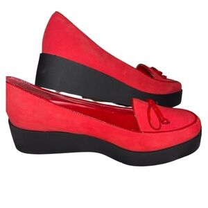 Bernardo Red and Black Platform Loafers